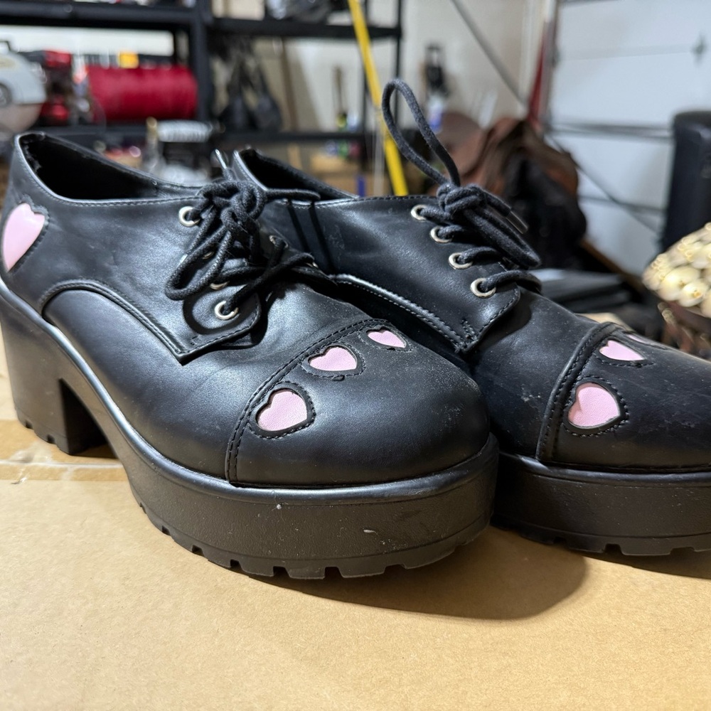 KOI footwear, Black and Pink Heart Women's Shoes
